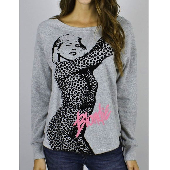 Junk Food Clothing Tops - Junk Food Debbie Harry Blondie Leopard Pullover punk rock Official rare L NWT